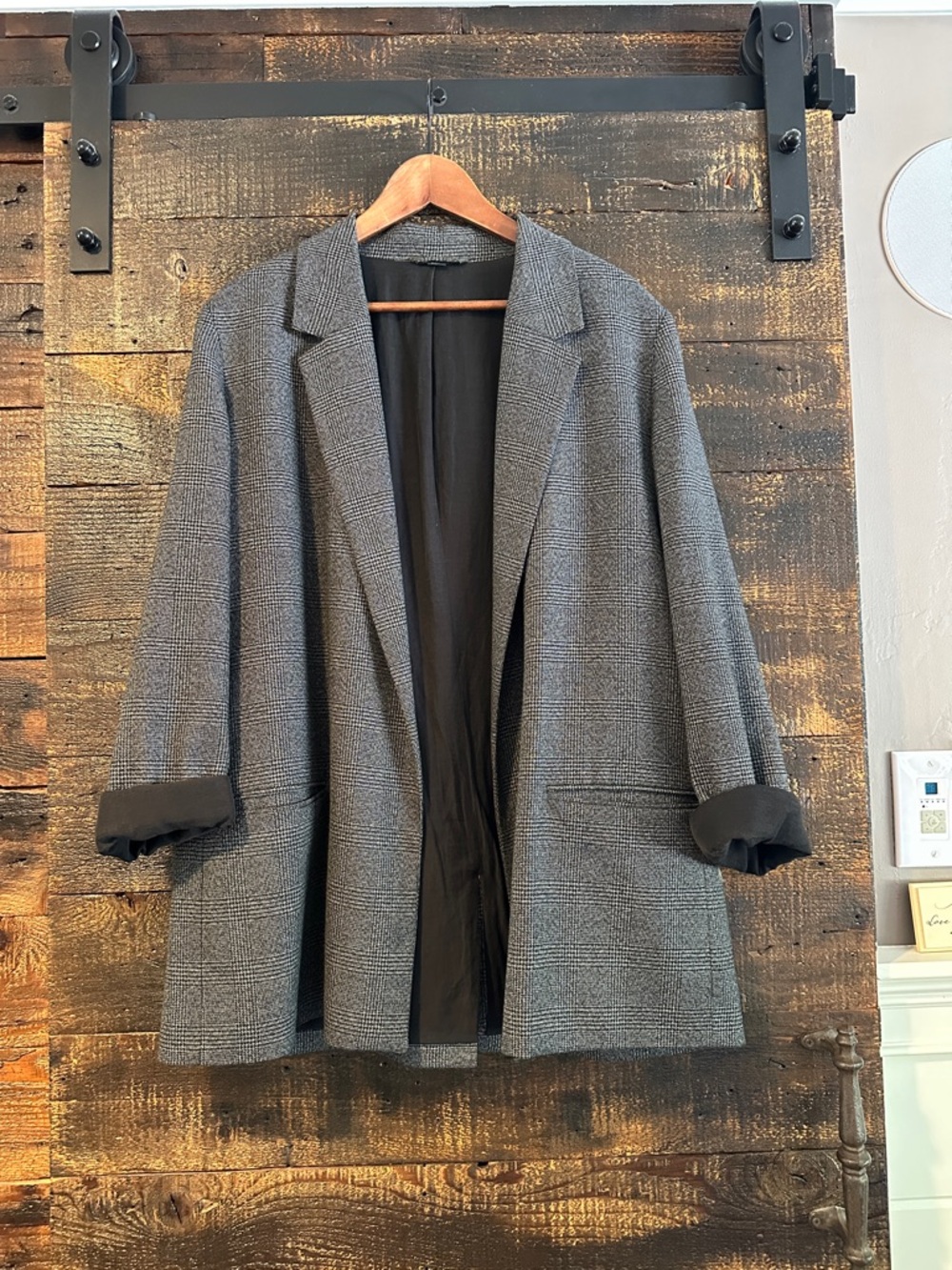 AllSaints Gray Glen Plaid Oversized Blazer